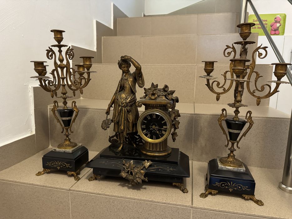 Ceas Pendul//Semineu//NAPOLEON III//Anii 1800//Sfesnice//