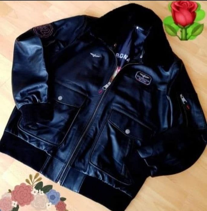 Geaca piele naturala 100% tip aviator,guler detasabil blanita naturala