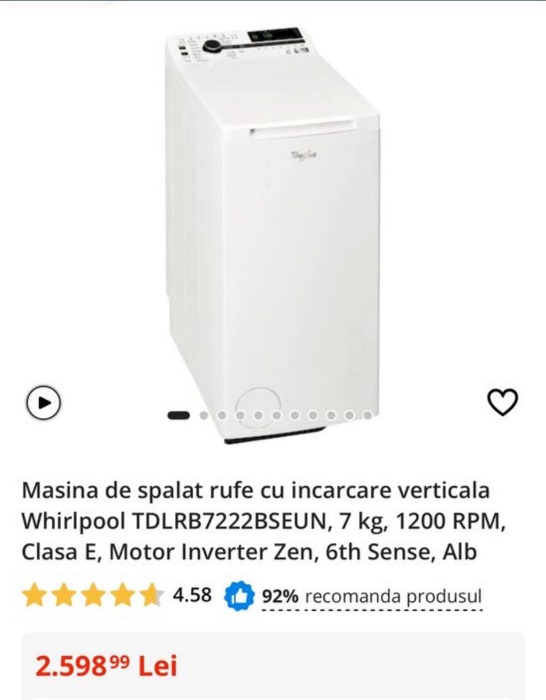 Masina de spalat  Whirlpool , 7 kg