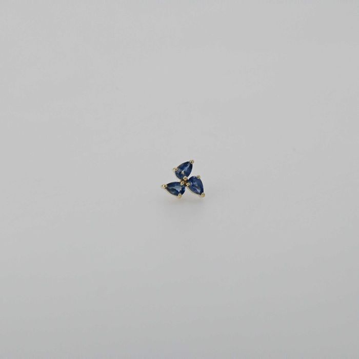 Cercel(pentru a doua gaura)aur galben 18k, cu safire cod 9949