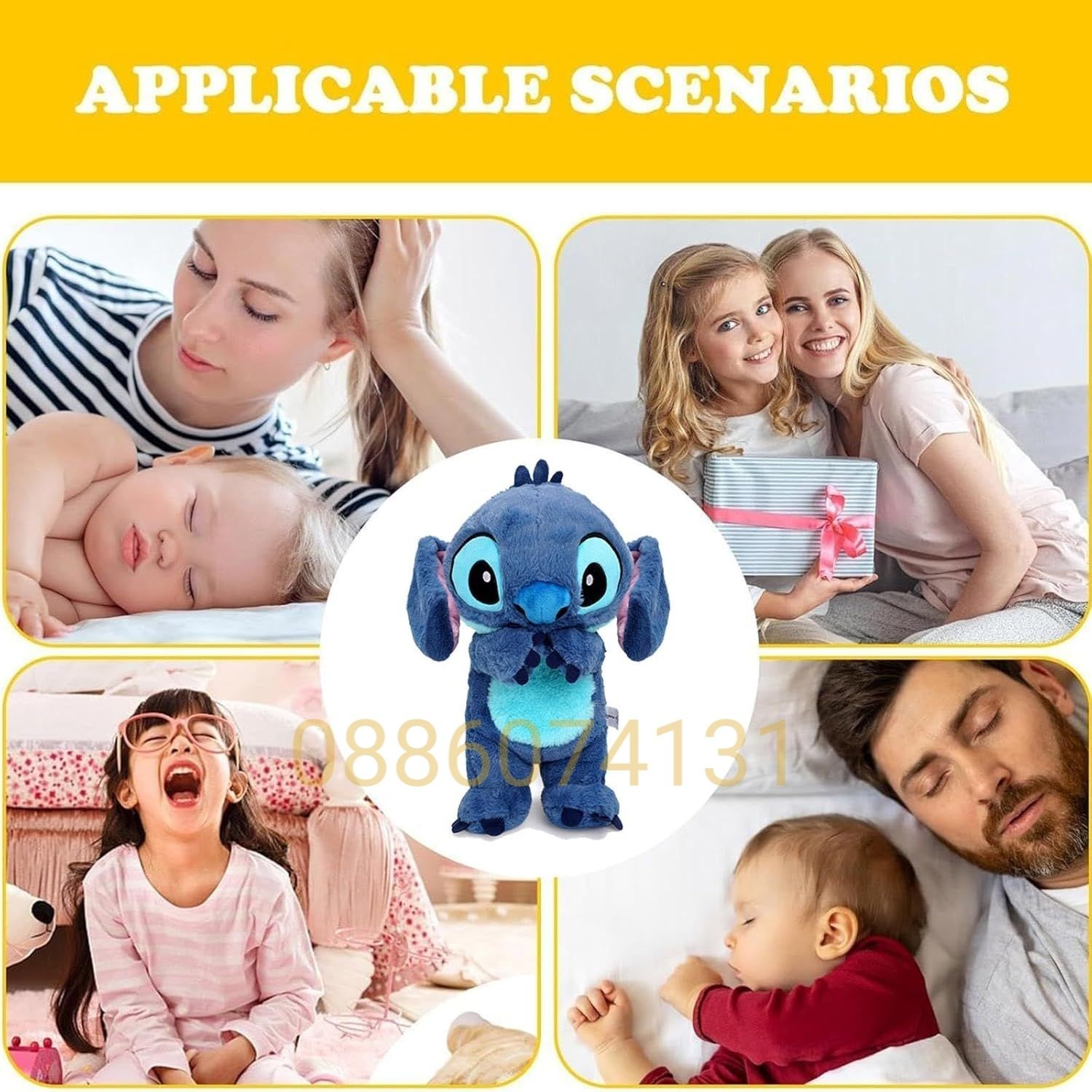 Плюшена Дишаща играчка Стич със светлина, Плюшена играчка Стич, 30см