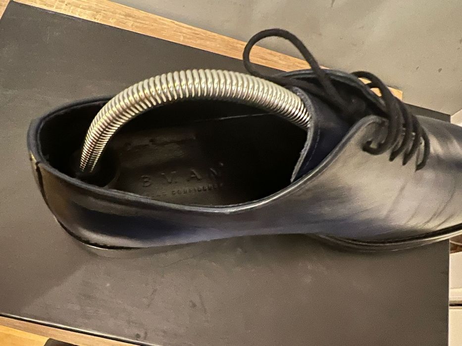 Pantofi Barbati Oxford Albastru Pictat Manual 100% Piele Naturala