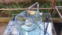 Стъклена мивка за баня със стъклен плот