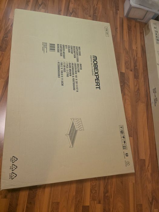 Pat Mobexpert nou in ambalaj, 1,60x2,00 m, imitație piele maro,