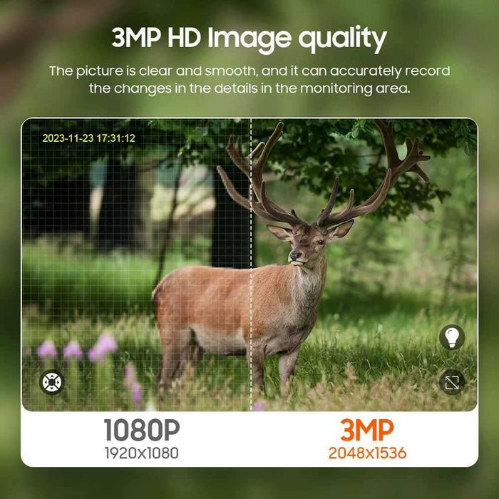 WiFi Ловна 3MPX камуфлажна соларна камера Dual LED PIR сензор микрофон