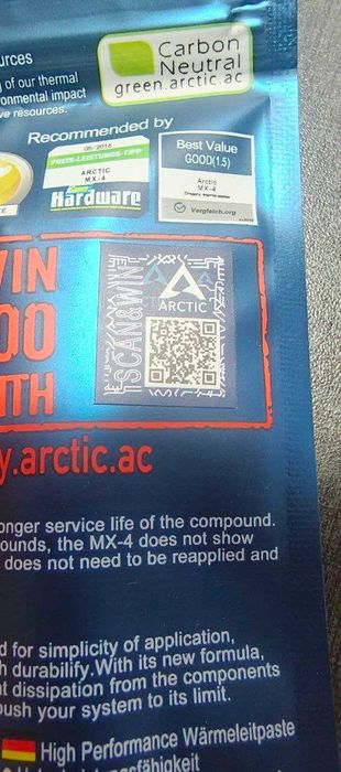 ARCTIC MX 4 Теплопроводность: 8,5 Вт/(мК)