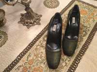 Pantofi Prada, 37, originali, toc victorian, verde crocodil în dégradé