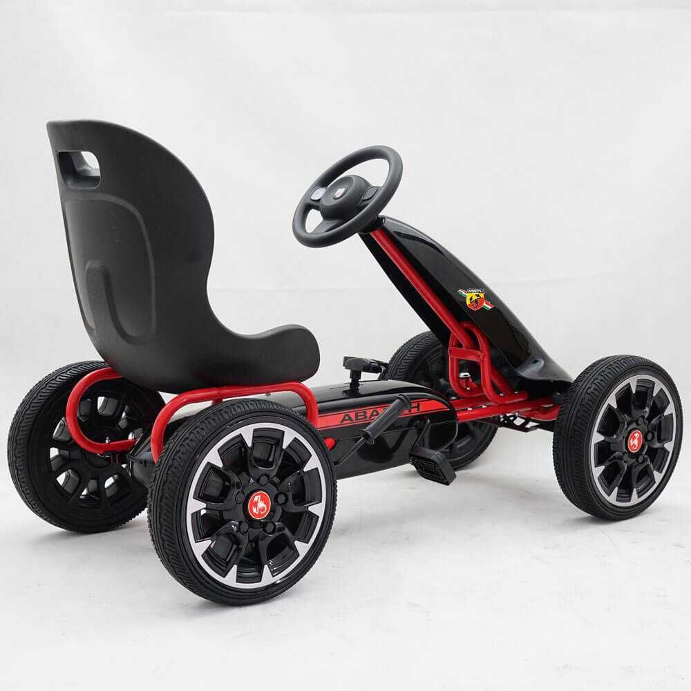 Kart cu pedale pentru copii 3-7 ani Abarth cu Roti Moi #Negru