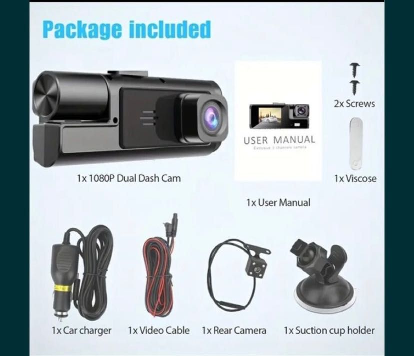 Cameră de bord HD cu 3 camere + card 32 GB