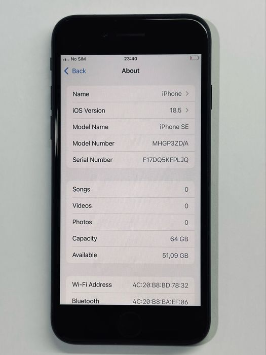 iPhone SE2020 Black 94% battery