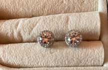 Cercei stud argint topaz alb