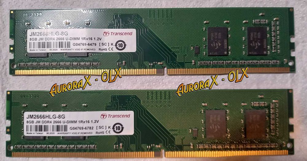 memorii RAM PC desktop tip DDR4 16GB 2x8GB 2666 noi, marca transcend.