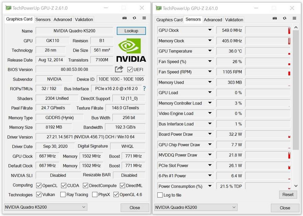 Видео карта GPU NVIDIA Quadro K5200 8GB GDDR5X 256bit DisplayPort DVI