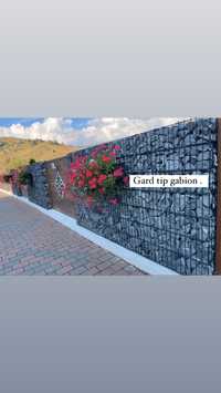 Gard piatra / Gard tip gabion . Piatra decorativa ,alba / albastra .