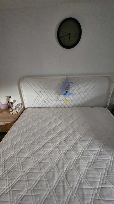 Pat IKEA NESTTUN, alb, 140X200 cu somiera si saltea DORMEO