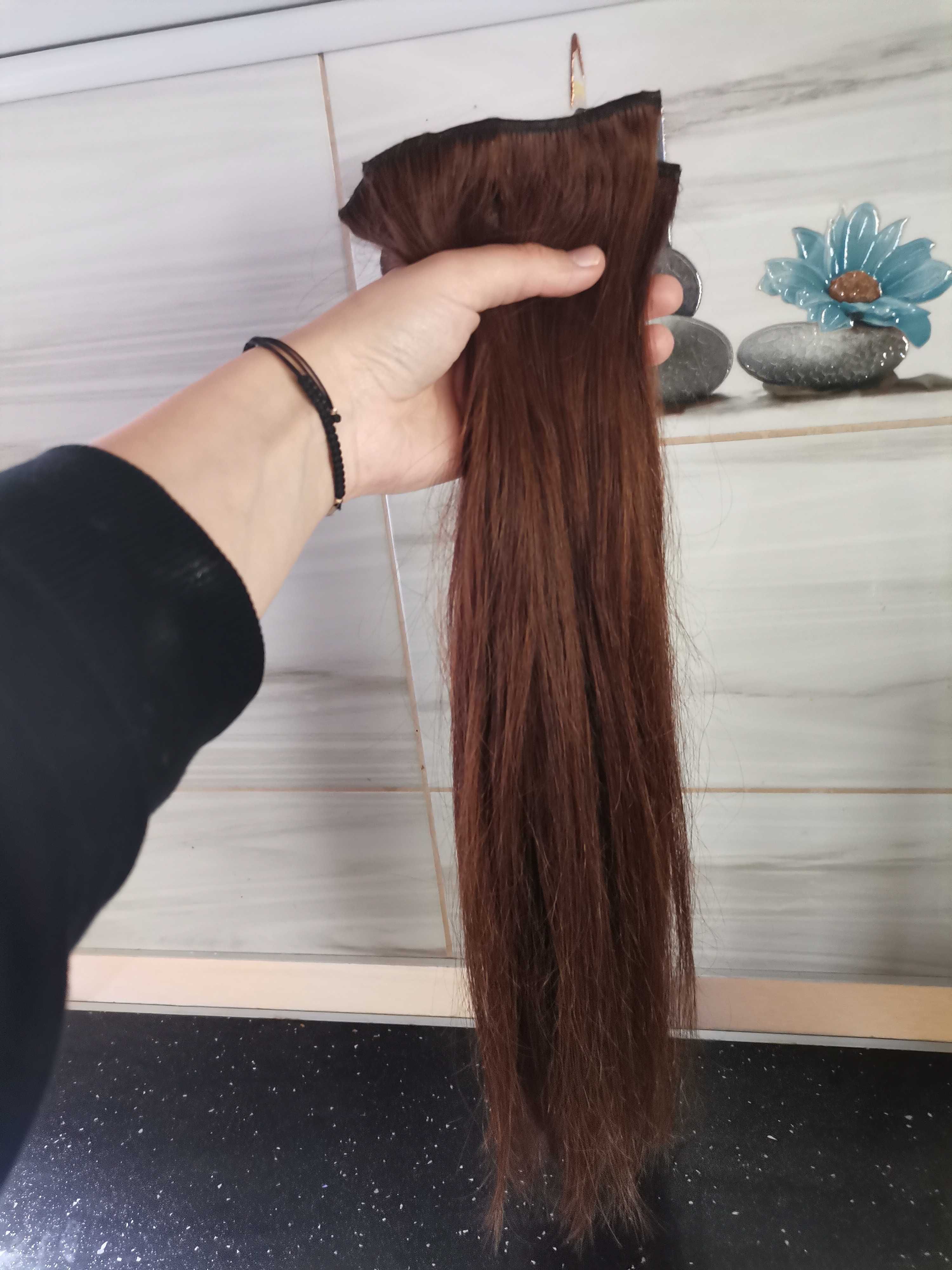 Extensii par natural cu clips  șaten închis