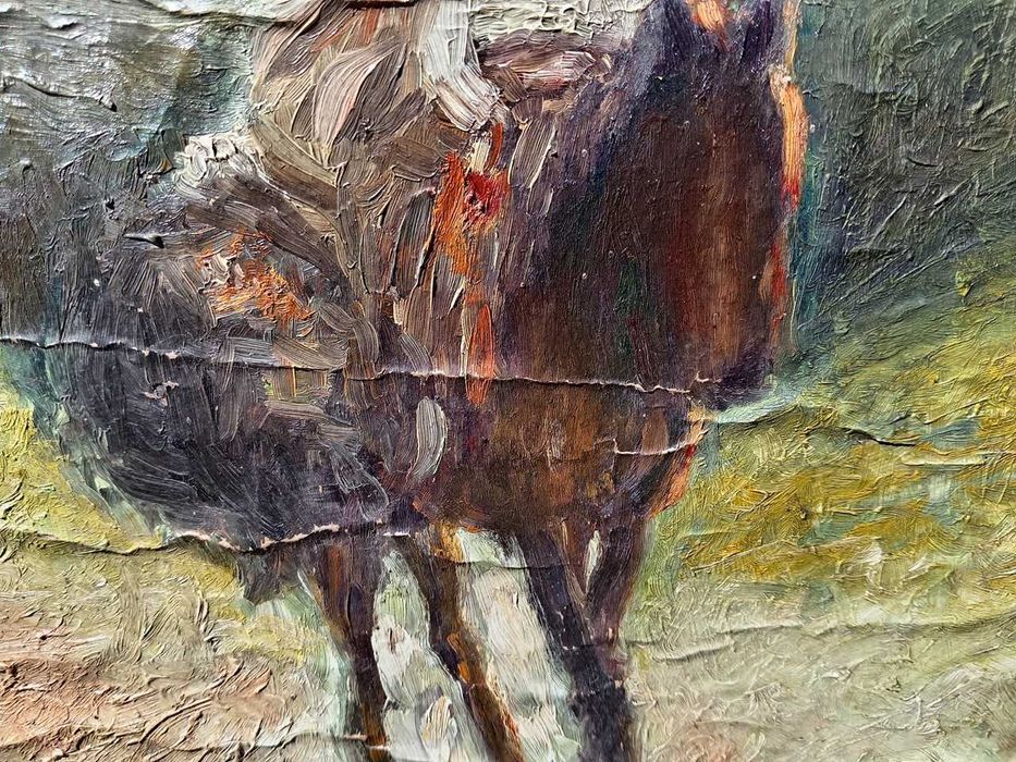 Tablou vechi - femeie pe cal - semnat Grigorescu
