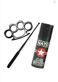 Set Spray Nato + Box + Baston Telescopic negru 65cm