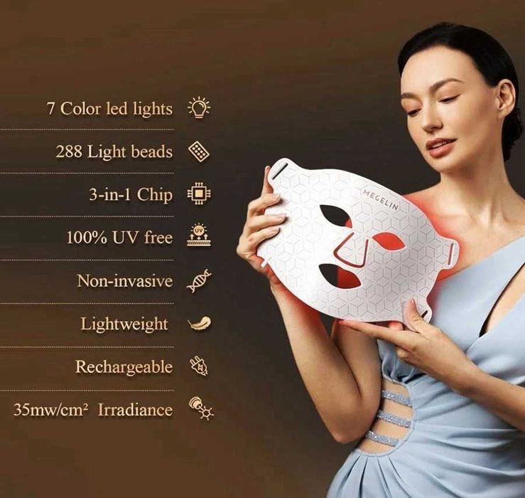 Masca fototerapie pentru fata si gat cu lumina rosie si infrarosie