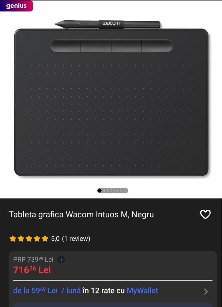 Tableta grafica sigilata Wacom Intuos