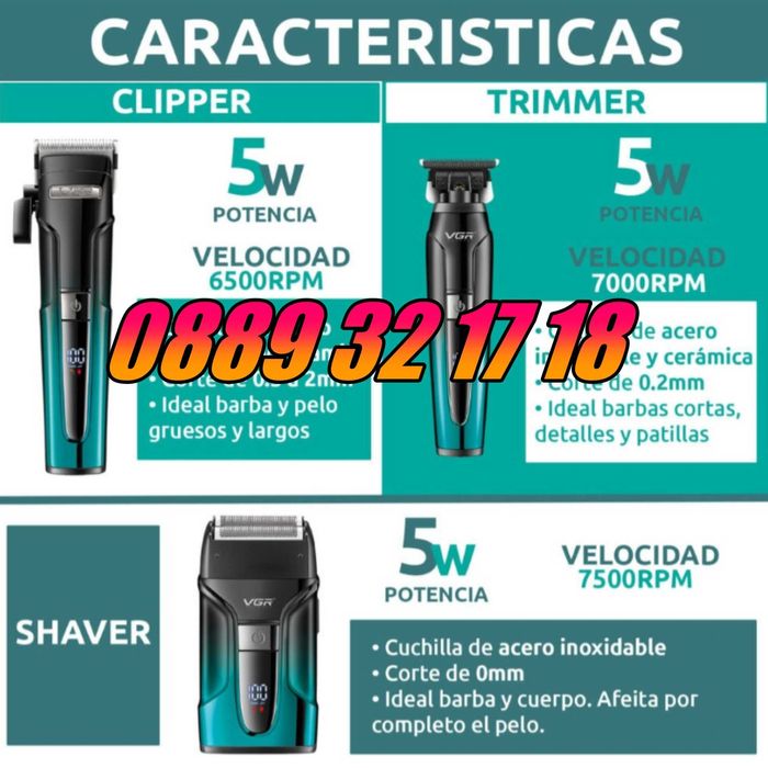 Комплект Машинка за подстригване, самобръсначка и тример VGR 694