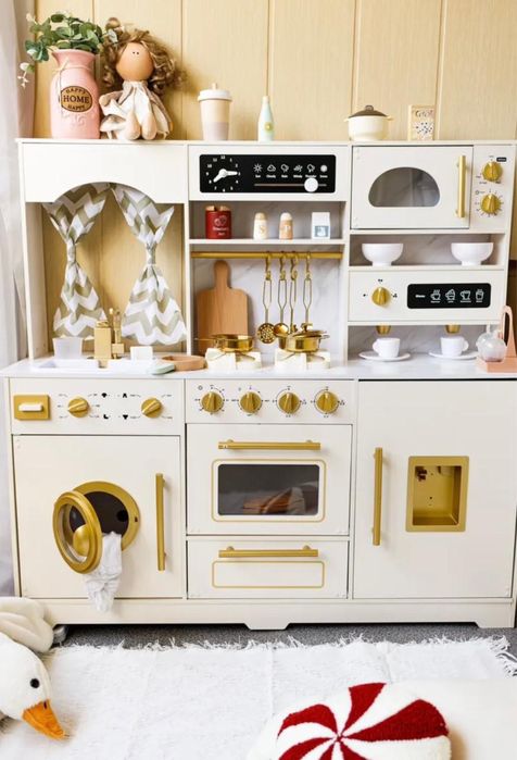 Детская кухня деревянная с посудой подарок на новый год игрушки НОВЫЕ