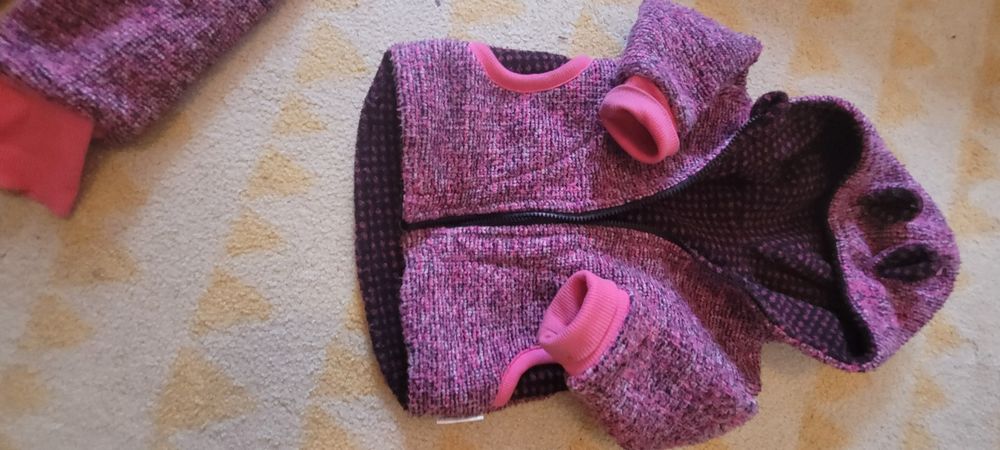 Set iarnă lână fiartă 86-92 reversibilă