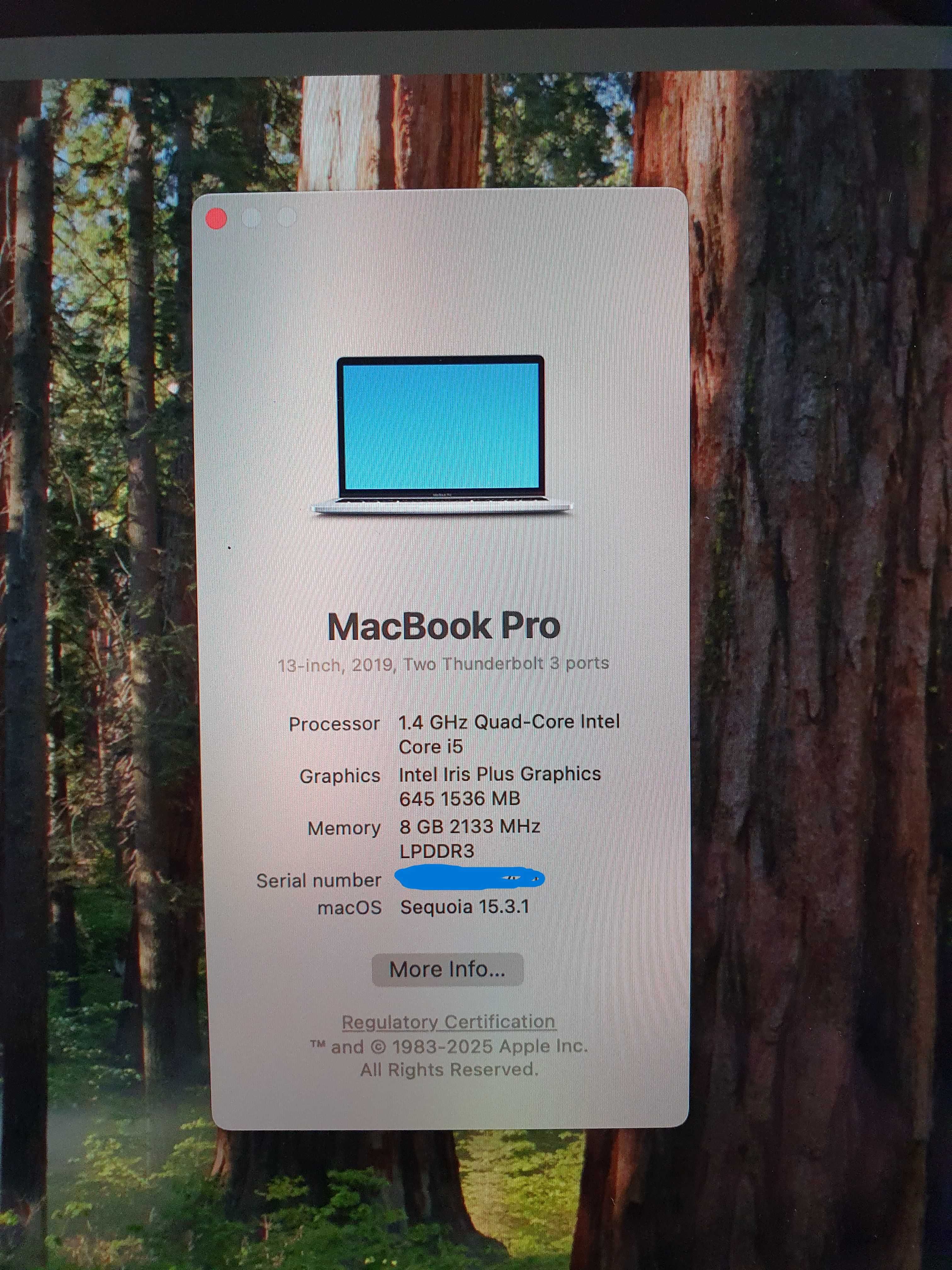 MacBook Pro 13-inch 2019 Touch Bar 3 ports