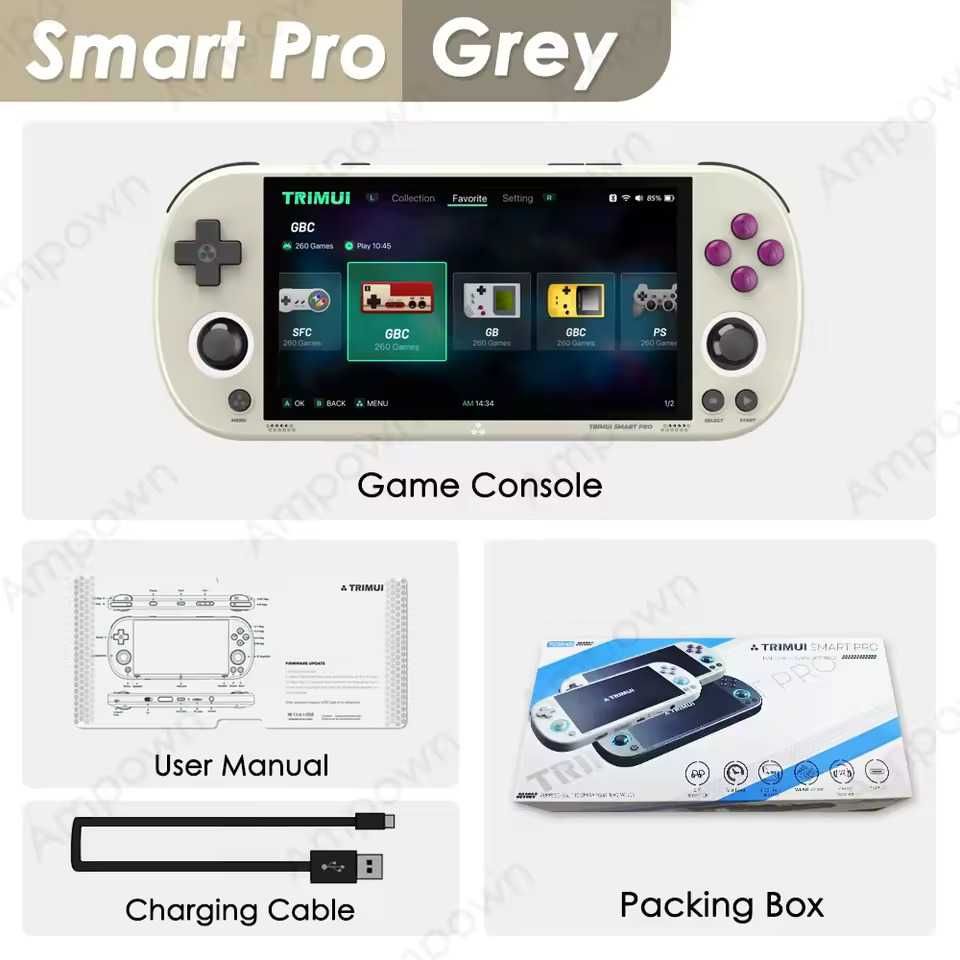 Trimui Smart Pro Retro Video Game 128 GB сива