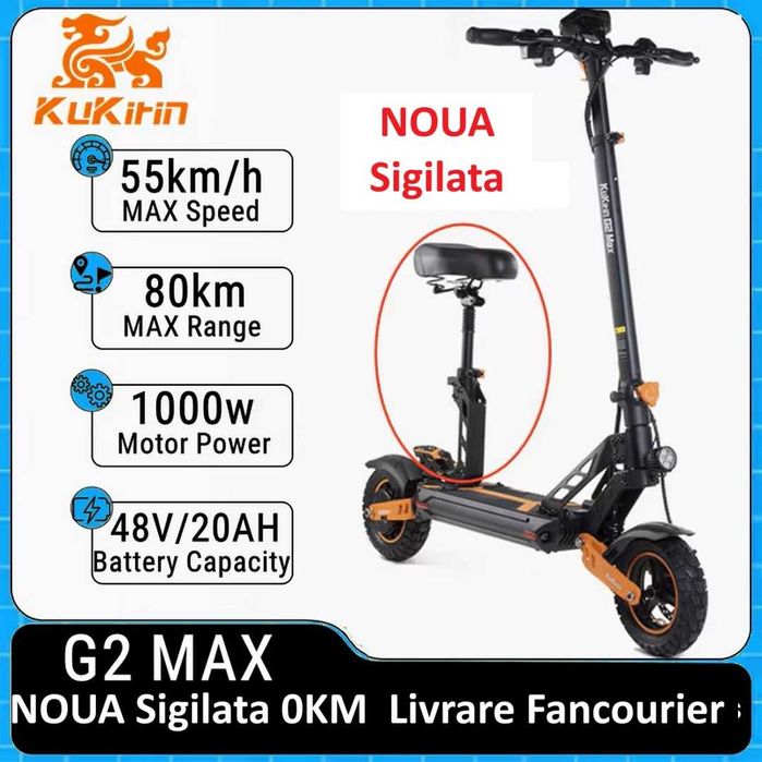 KuKirin G2 Max‼️ NOUA Sigilata ‼️1000W = 60Km/h, Baterie 20Ah + Scaun