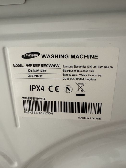 Пералня Samsung WF8EF5E0W4W – 8 кг, 1400 оборота, EcoBubble–като нова