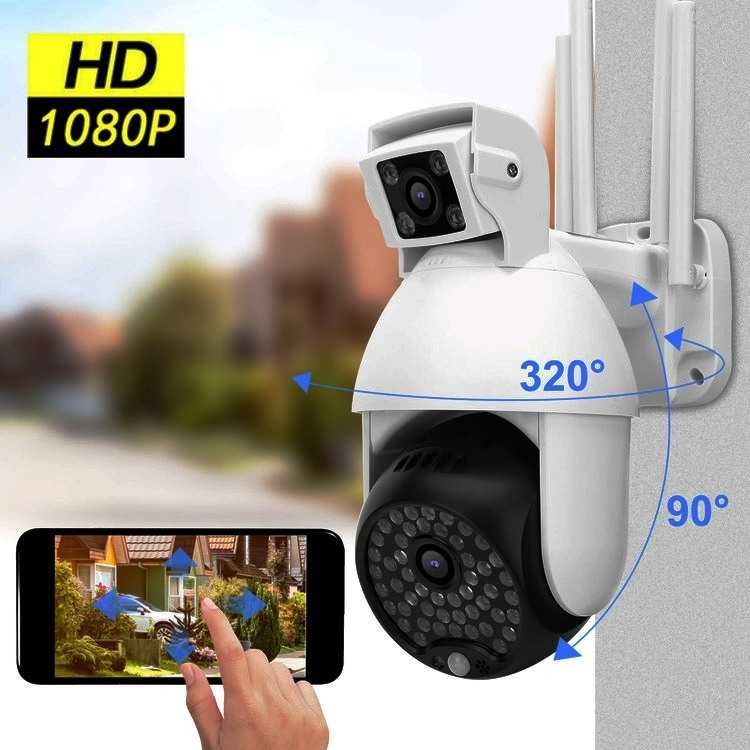 ДВОЙНА Smart Камера Водоустойчива Wi-Fi Full HD 1080P + АУДИО ЗАПИС