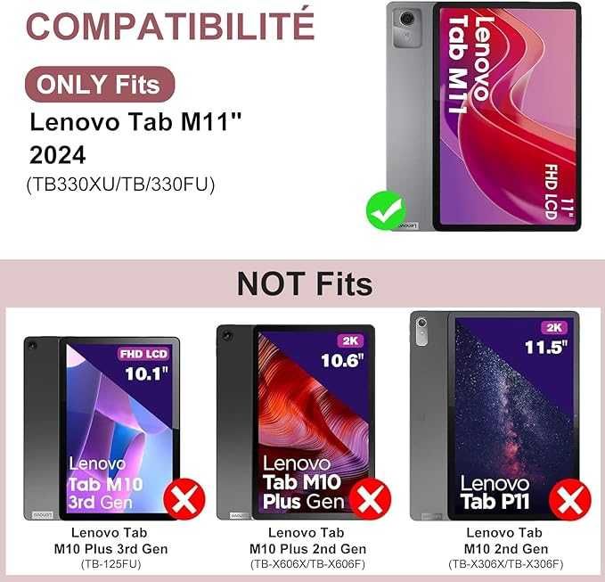 Калъф с клавиатура за Lenovo Tab M11 11 инча 2024, Безжична Bluetooth