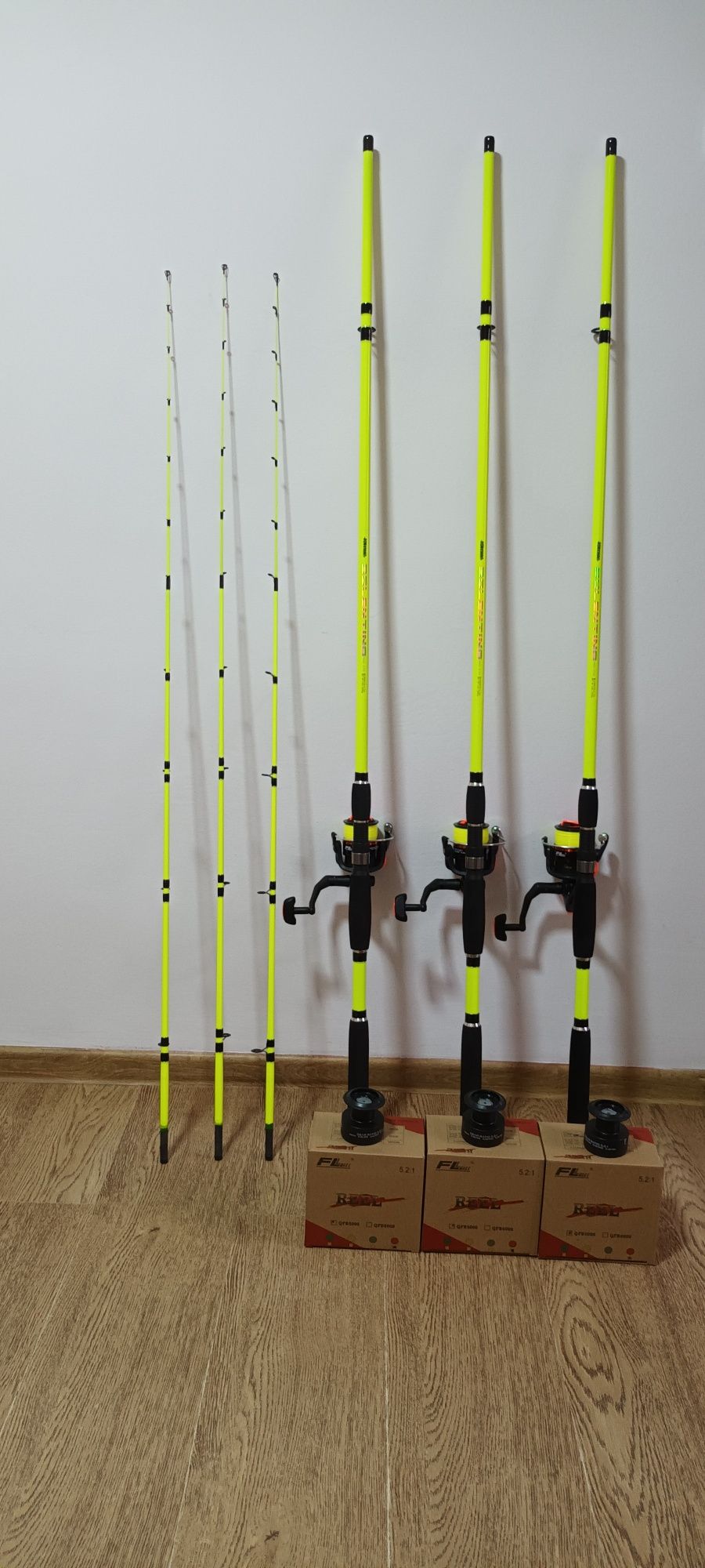 SET 3 Lansete Feeder 2.4m ROBINHAN Bolentino + 3 Mulinete FL QFB 5000