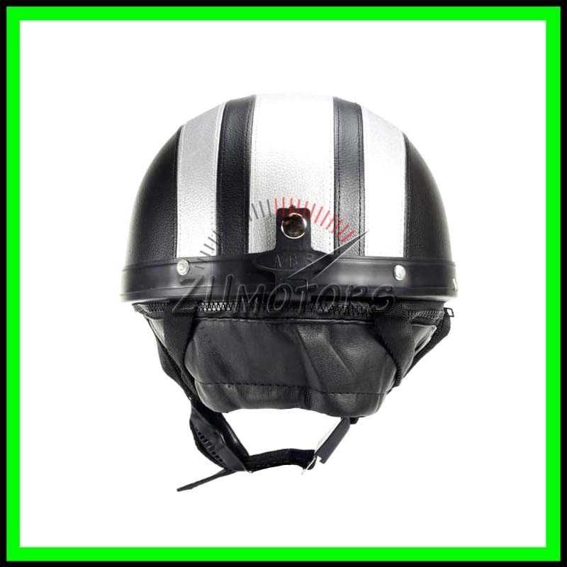 Casca moto Retro scuter Vespa Chopper Piele + Ochelari WW2 - Negru-GRI