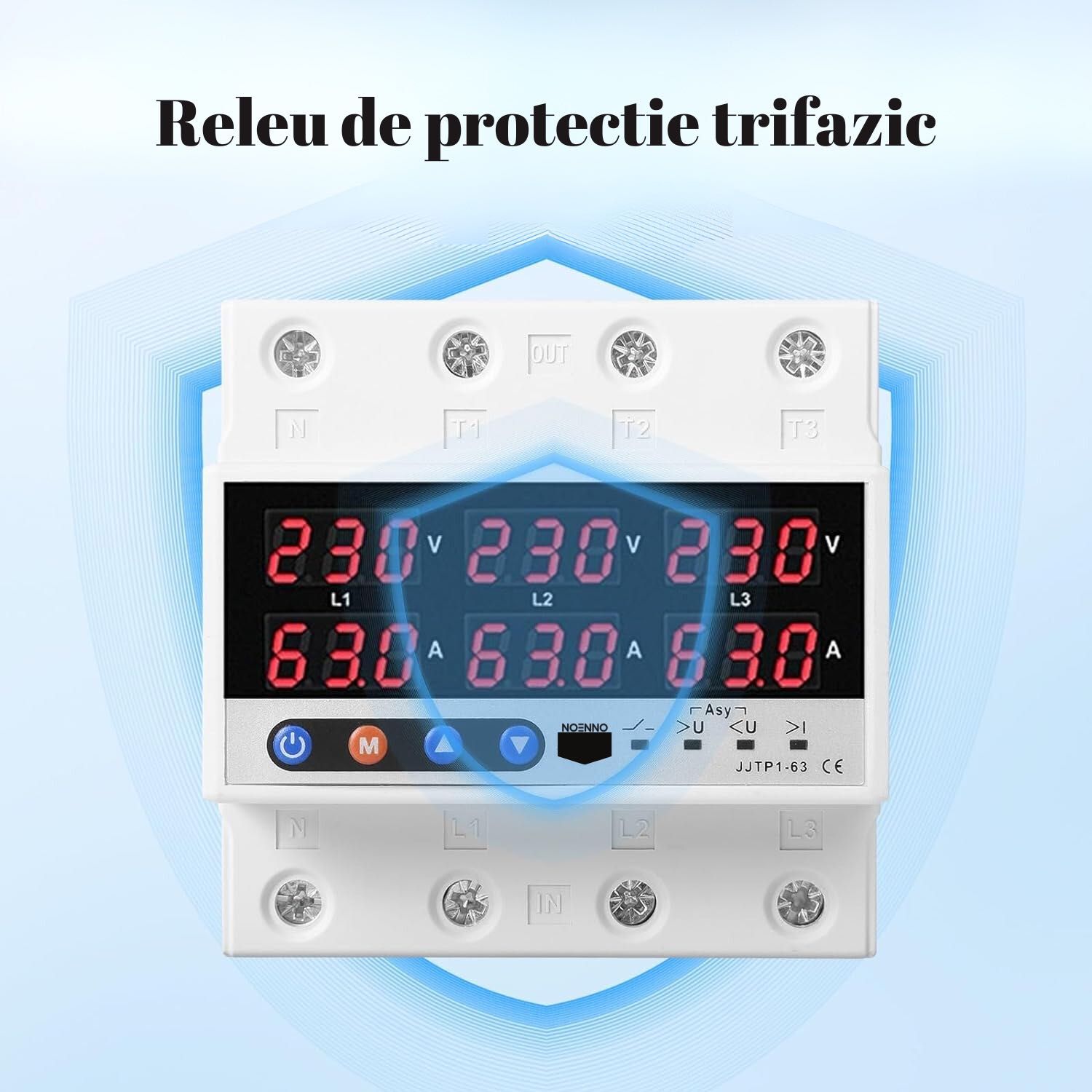 Releu trifazat de protectie supratensiune si suprasarcina 380V 63A