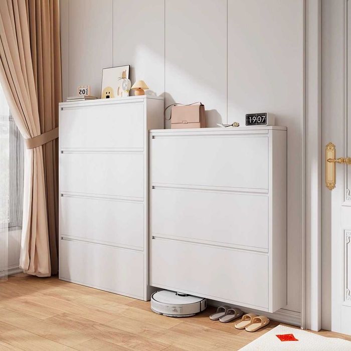 Узкий, бесшумный шкаф для обуви /Современный обувной шкаф из металла