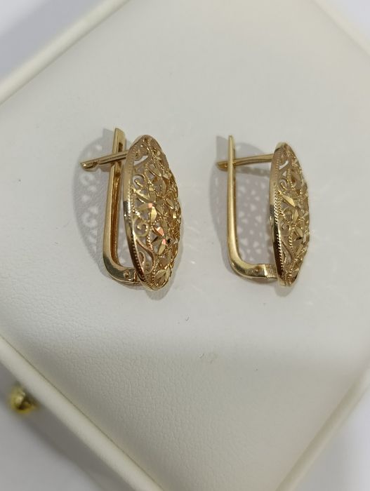 Золотые серги завод, проба 585, вес 3,15