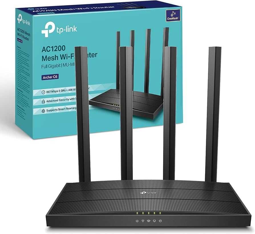TP-Link Archer C6 AC1300 MU-MIMO Wi-Fi гигабитный роутер.