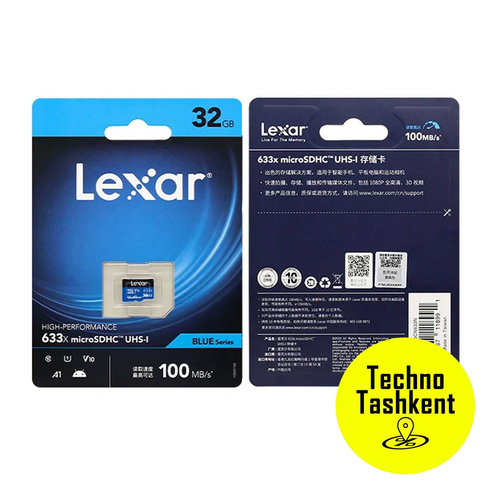 Карта памяти Lexar 32/64/128GB A1, V30, 4K, 100Mb/s microSDXC UHS-I