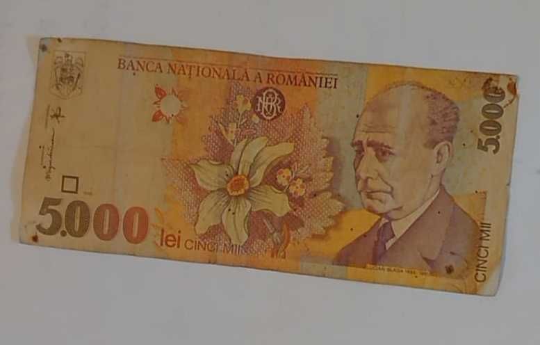 Bancnota de 5000 LEI cu efigia Lucian Blaga, editie 1998