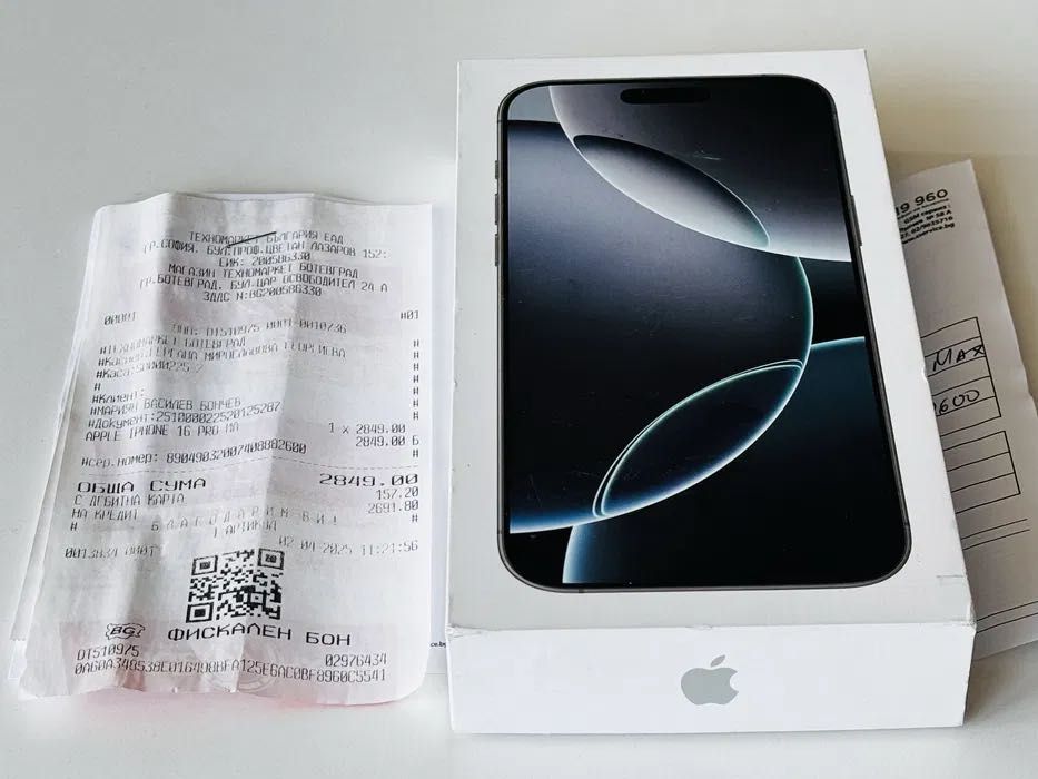 НОВ! Iphone 16 Pro Max 256GB White Titanium Гаранция 2 години