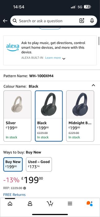 Sony WH-1000XM4 Noise Cancelling Wireless Headphones