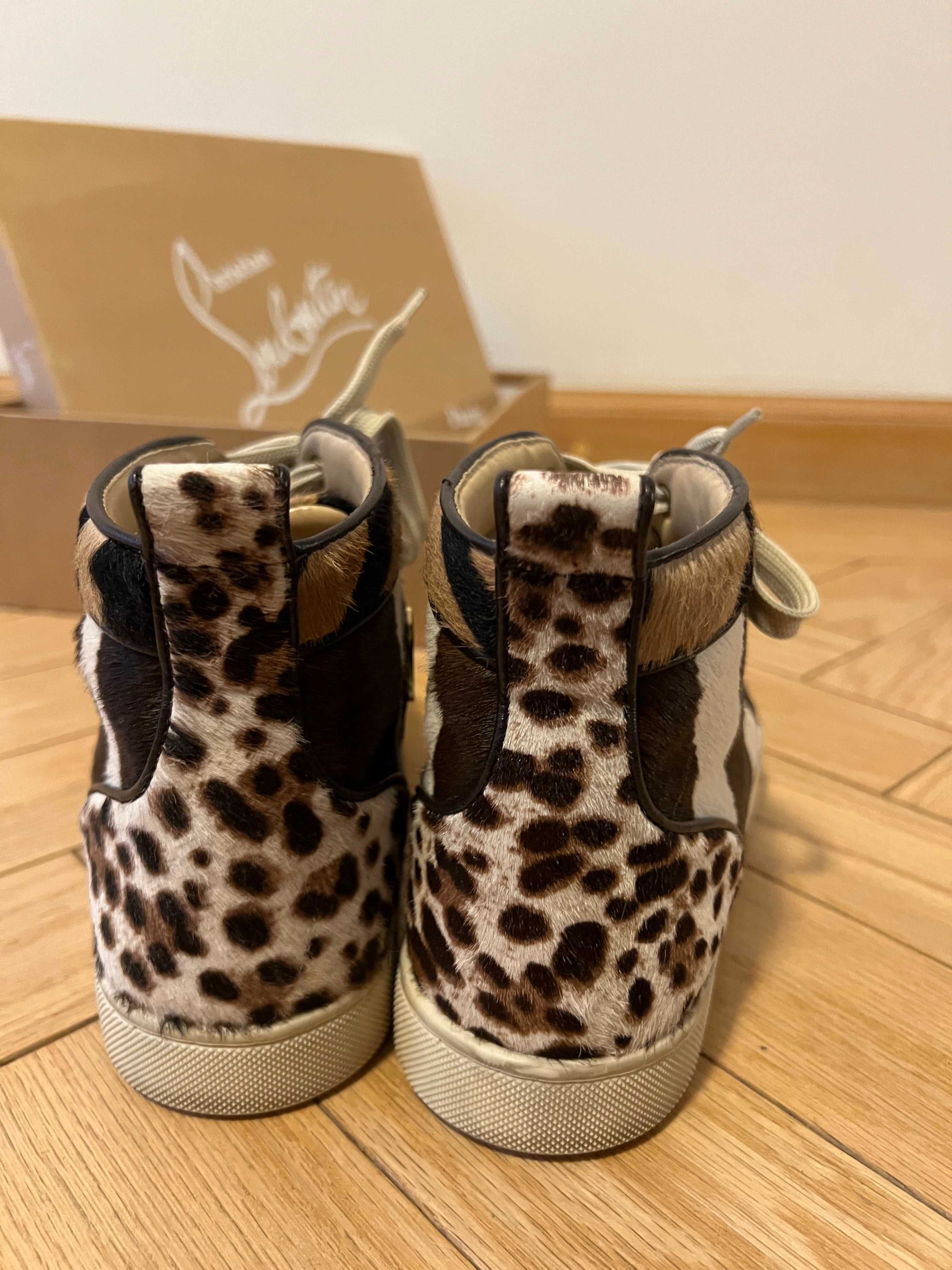 Sneakers Louboutin ORIGINALI 39 leopard zebra din piele de ponei