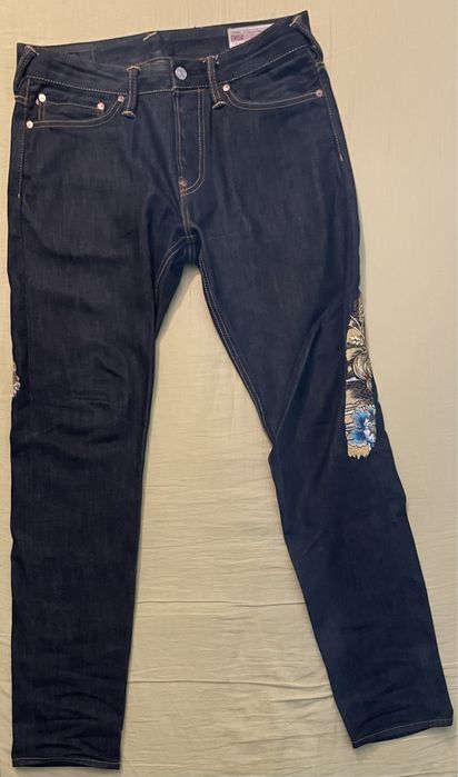 Vand blugi EVISU Komainu Daicock 3D Embroidery Carrot Fit Jeans #2017!
