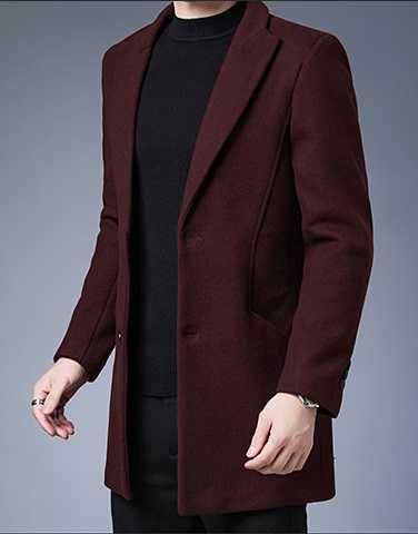 Стильное бордовое мужское пальто осень/зима
plt5kmRed
