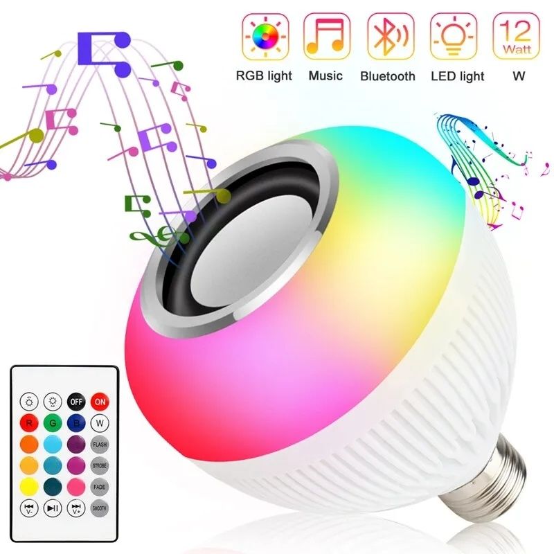 Bec LED RGB&musical cu comandă Bluetooth 15w+telecomanda