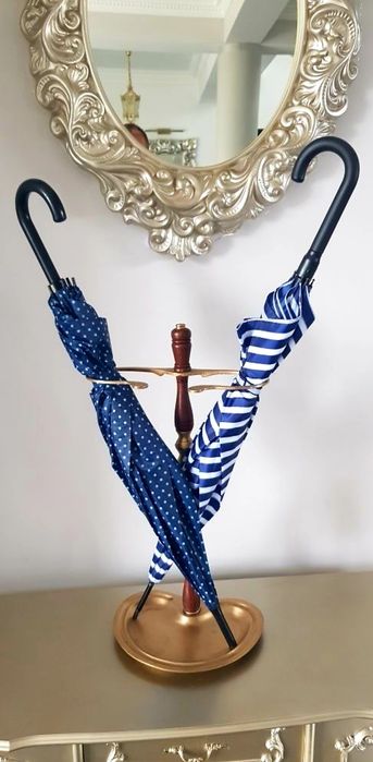 Suport vechi din alamă/bronz/lemn pentru umbrele