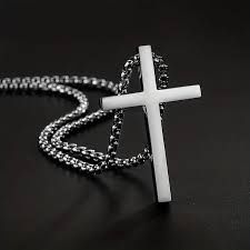 Lanț cu cruce din oțel inoxidabil, 60cm SAU 70 CM argintiu