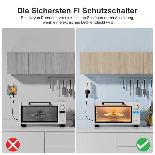 2бр. Kонтакт защита от токови удари 220-250V AC, макс мощност 4000W